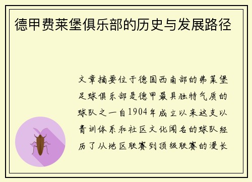 德甲费莱堡俱乐部的历史与发展路径
